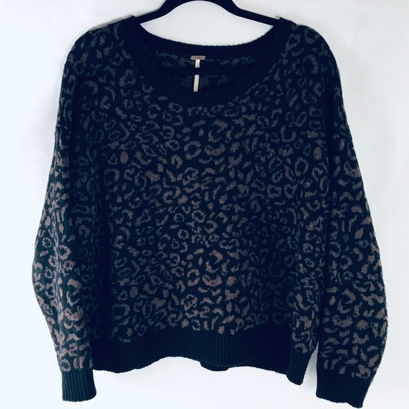 Free People Chic Leopard Print Loose Fit Sweater - Picture 3 of 8